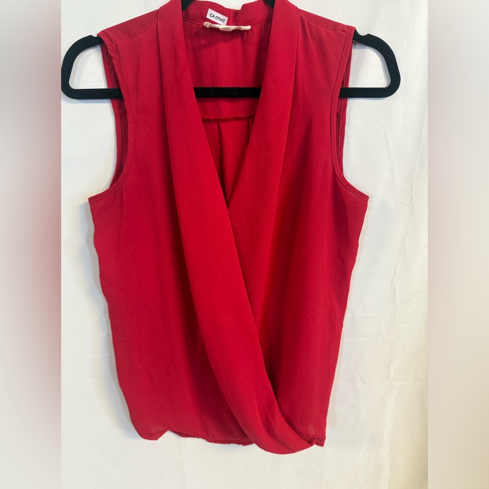 Pink Rose Sleeveless Red Blouse